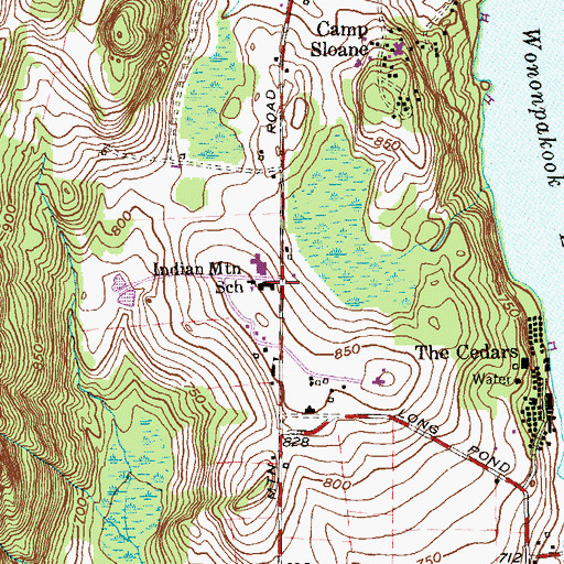 Topographic Map of Indian Mountain School, CT