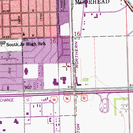 Topographic Map of Moorhead Fire Department Station 2, MN