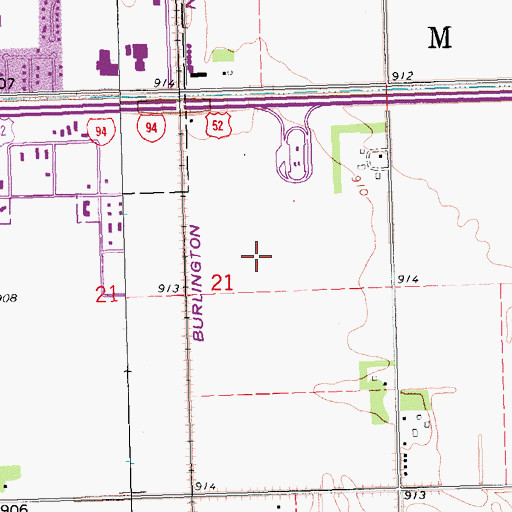 Topographic Map of Village Green Park, MN