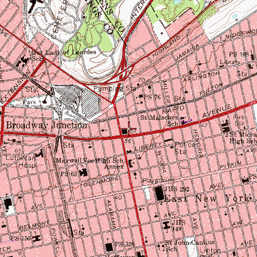 Topographic Map of East New York Station Brooklyn Post Office, NY