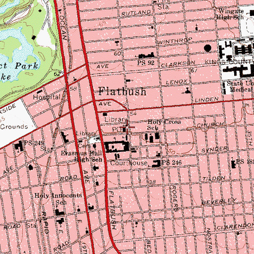 Topographic Map of Flatbush Station Brooklyn Post Office, NY