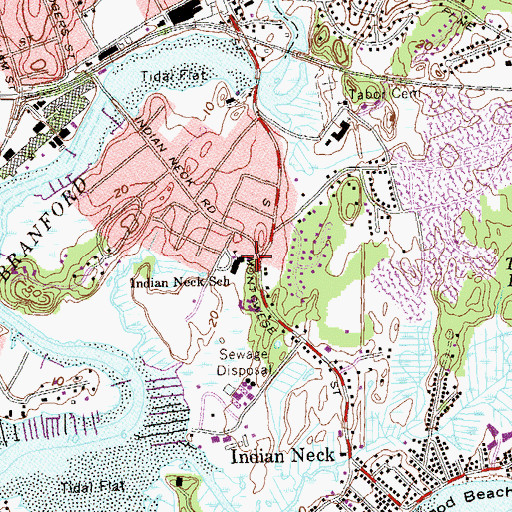 Topographic Map of Indian Neck School, CT