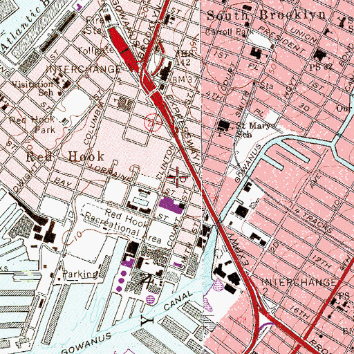 Topographic Map of Red Hook Station Brooklyn Post Office, NY