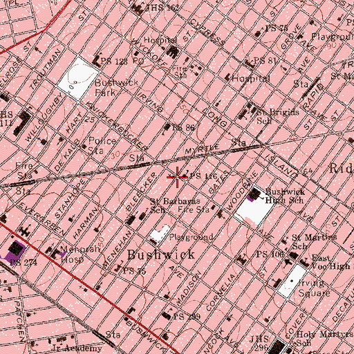 Topographic Map of Knickerbocker United Church, NY