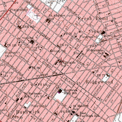 Topographic Map of Saint Brigid's Roman Catholic Church, NY