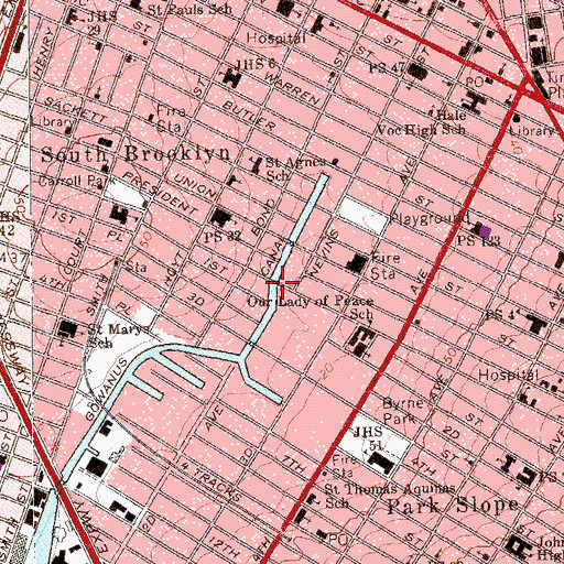 Topographic Map of Carroll Street Bridge, NY
