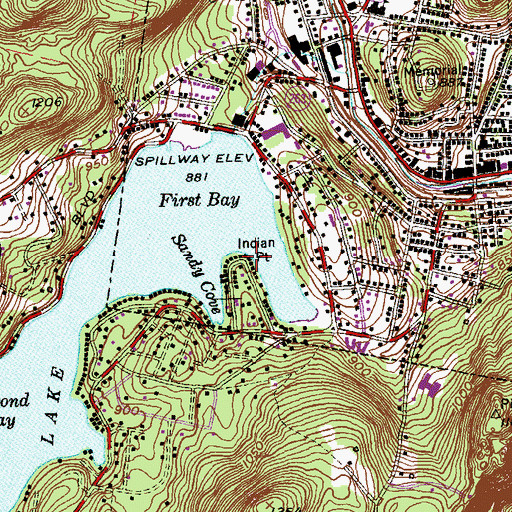 Topographic Map of Indian Point, CT