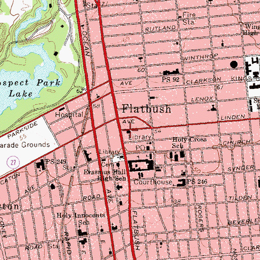 Topographic Map of Flatbush Branch Brooklyn Public Library, NY