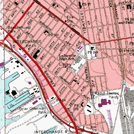 Topographic Map of Ulmer Park Branch Brooklyn Public Library, NY