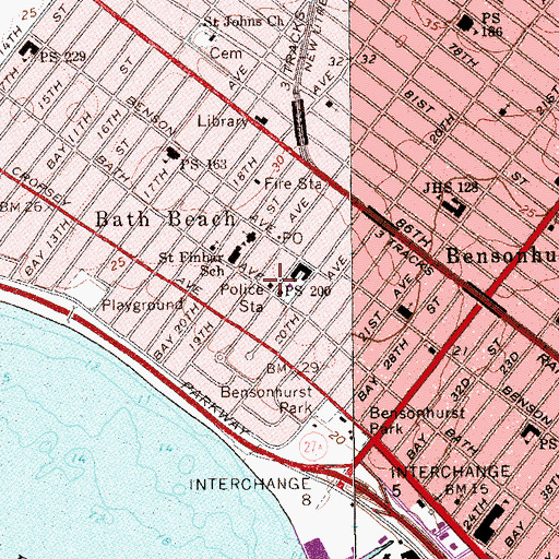 Topographic Map of New York Police Department 62nd Precinct Station, NY