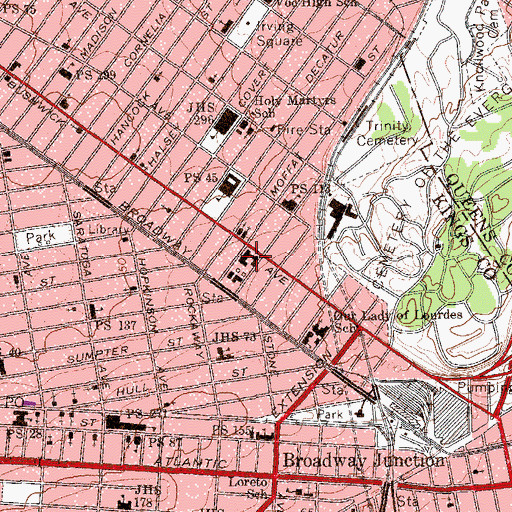 Topographic Map of Bushwick Health Center, NY