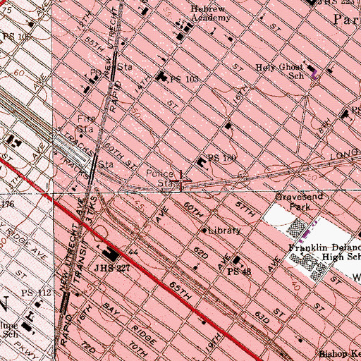 Topographic Map of Sixtysixth Precinct Police Station, NY