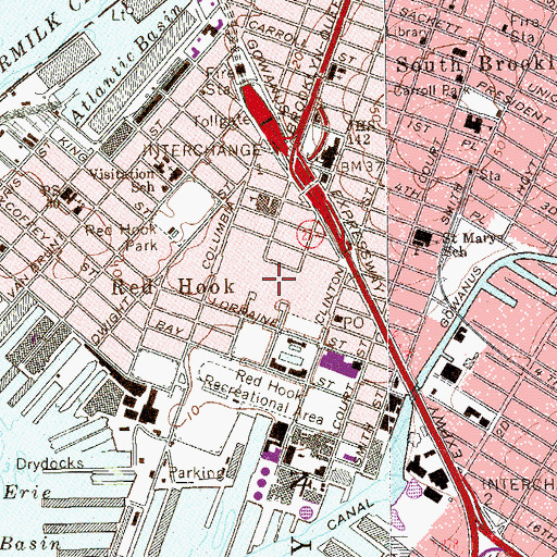 Topographic Map of Red Hook Houses, NY