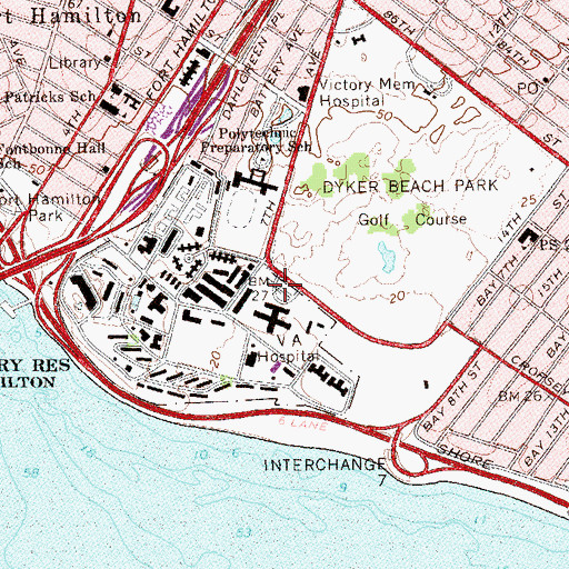 Topographic Map of VA New York Harbor Healthcare System Brooklyn Campus, NY