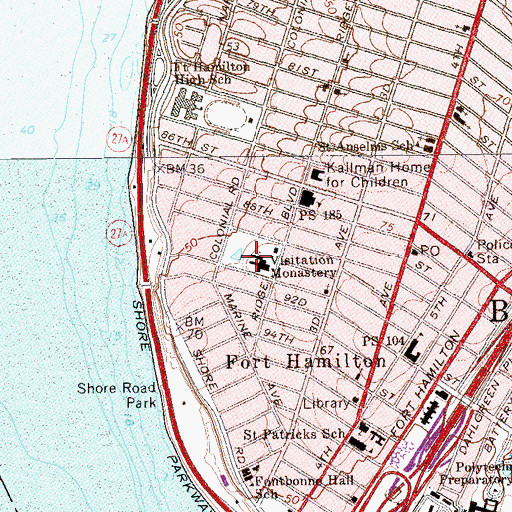 Topographic Map of Monastery Square, NY