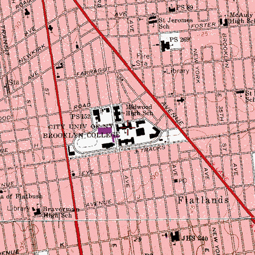 Topographic Map of Boylan Hall, NY