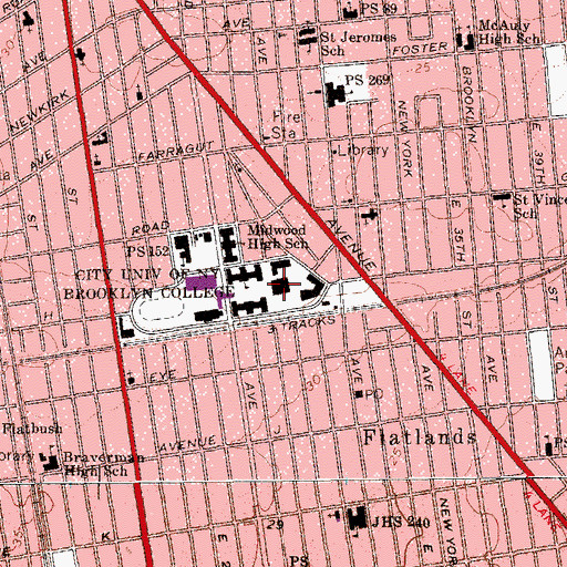 Topographic Map of Brooklyn College Library, NY