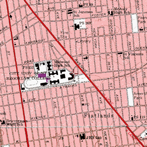Topographic Map of Gershwin Hall, NY