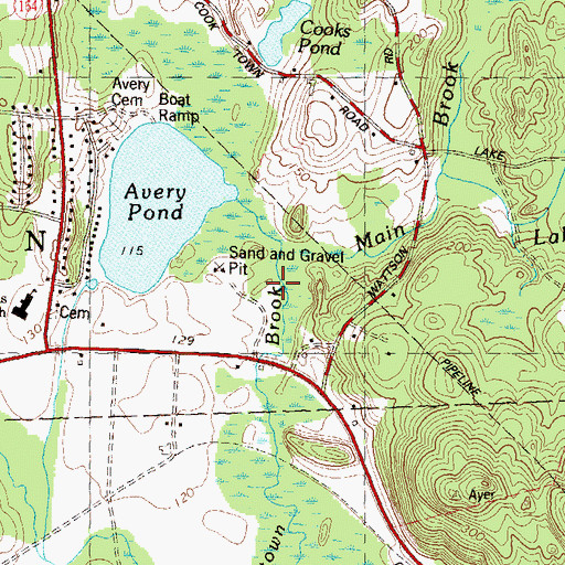 Topographic Map of Indiantown Brook, CT