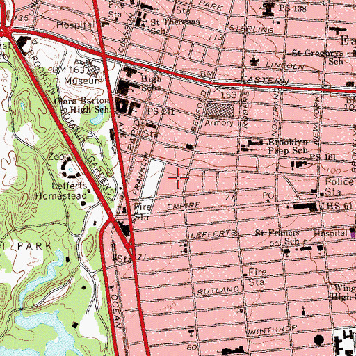 Topographic Map of Ebbets Field (historical), NY