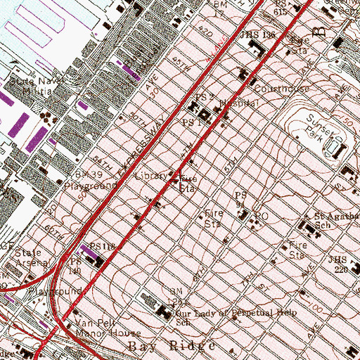 Topographic Map of Fire Department New York Engine 201 Ladder 114 Battalion 40, NY