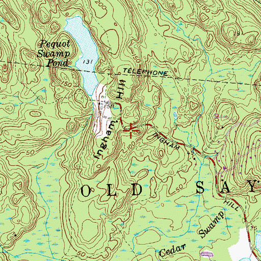 Topographic Map of Ingham Hill, CT