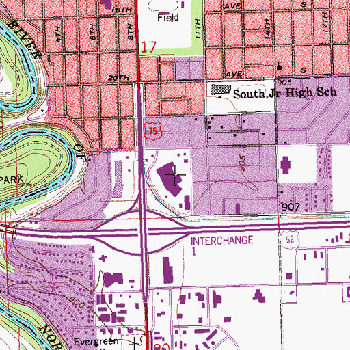 Topographic Map of Holiday Mall, MN