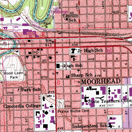 Topographic Map of Townsite Park, MN