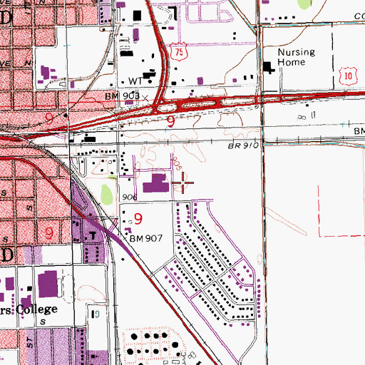 Topographic Map of Moorhead Sports Center, MN