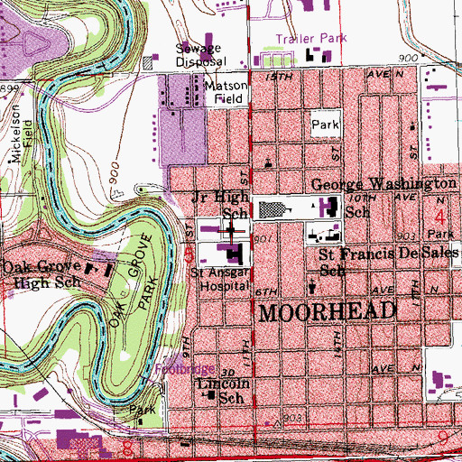 Topographic Map of Clay County Courthouse, MN