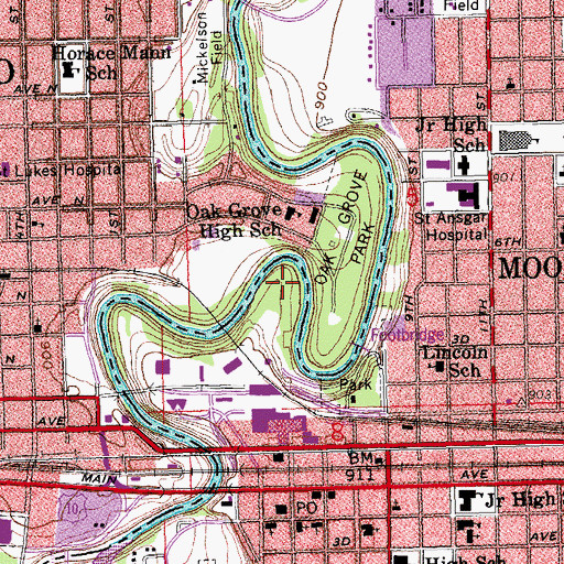 Topographic Map of Riverfront Park, MN