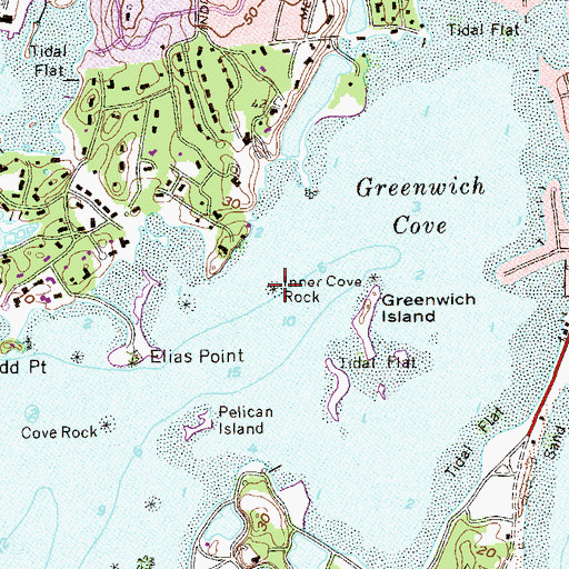 Topographic Map of Inner Cove Rock, CT