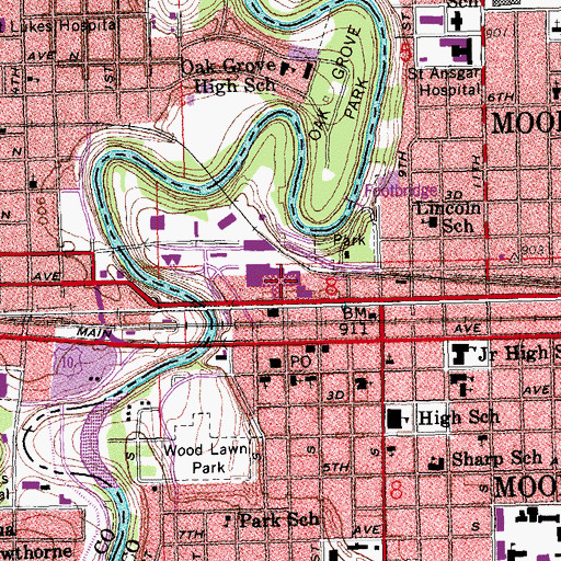 Topographic Map of Center Mall, MN
