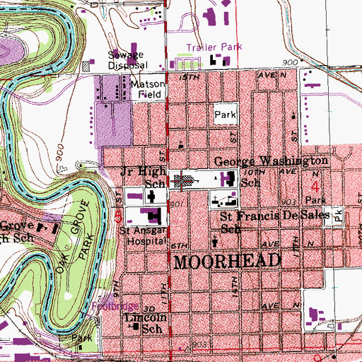 Topographic Map of Robert Asp Elementary School, MN