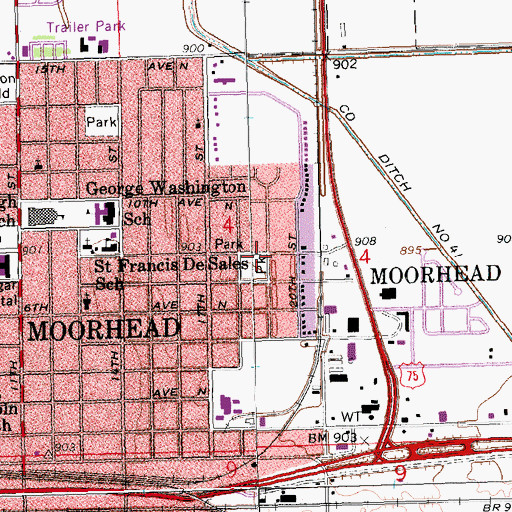 Topographic Map of Northeast Park, MN