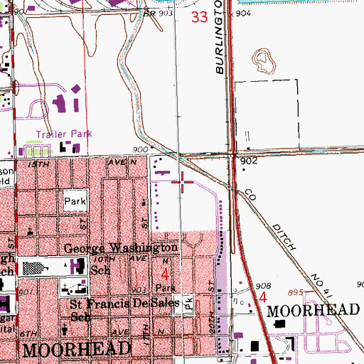 Topographic Map of Bulane Park, MN