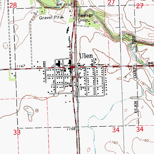 Topographic Map of Ulen, MN