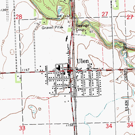 Topographic Map of Ulen Post Office, MN
