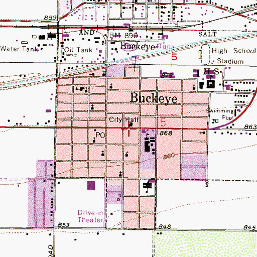 Topographic Map of Buckeye, AZ