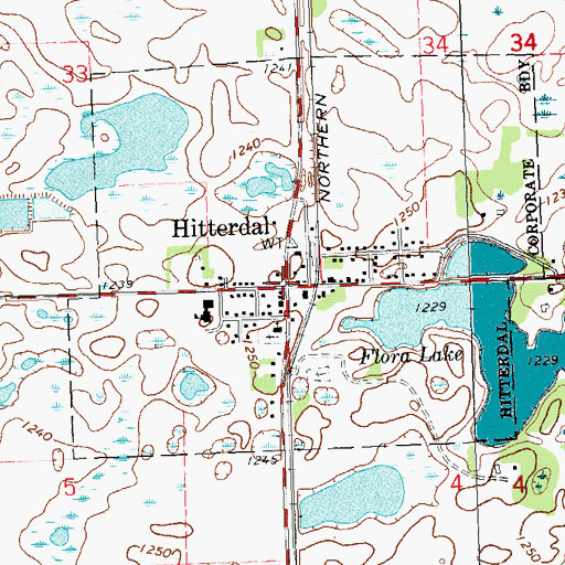 Topographic Map of Hitterdal Community Hall, MN