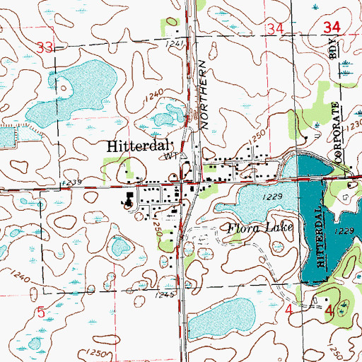 Topographic Map of Hitterdal City Hall, MN