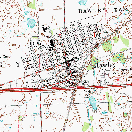 Topographic Map of Hawley City Hall, MN