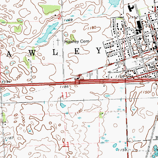 Topographic Map of Meritcare Clinic, MN