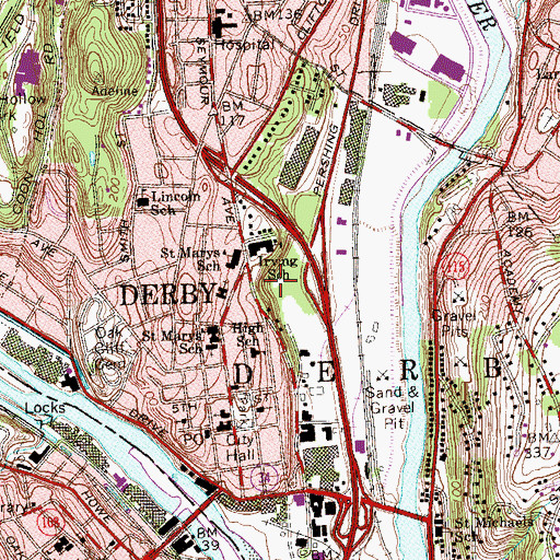 Topographic Map of Irving School, CT