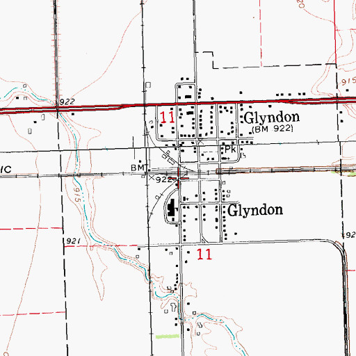 Topographic Map of Glyndon, MN