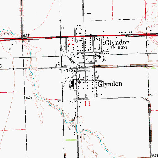 Topographic Map of Glyndon Lutheran Church, MN