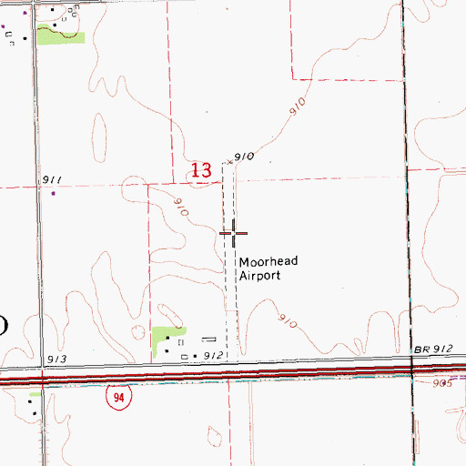 Topographic Map of Moorhead Airport (historical), MN