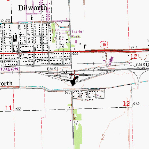 Topographic Map of Dilworth, MN