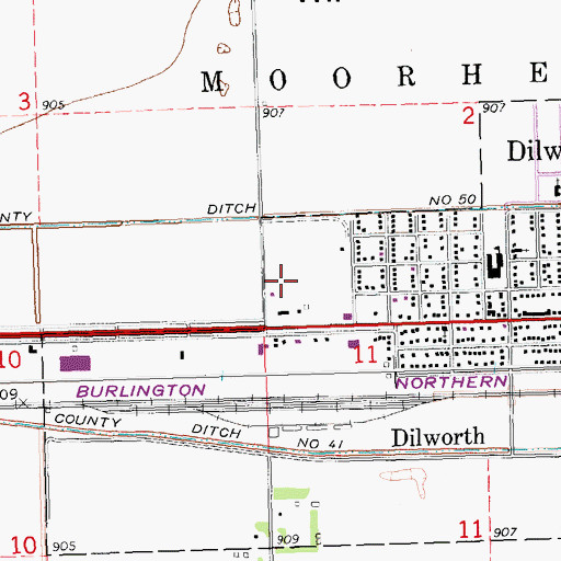 Topographic Map of Dilworth Community Hall, MN