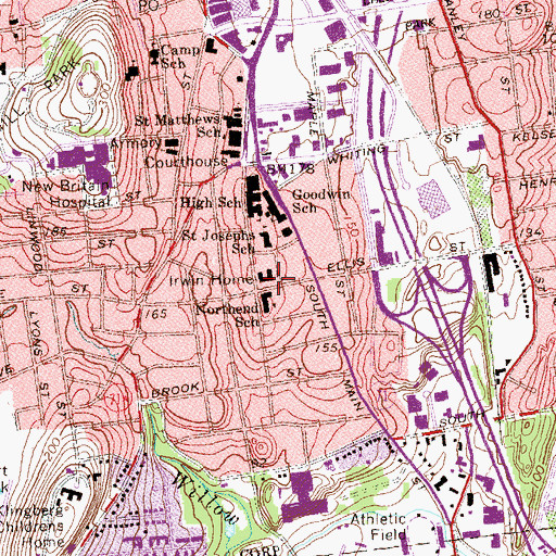 Topographic Map of Irwin Home, CT